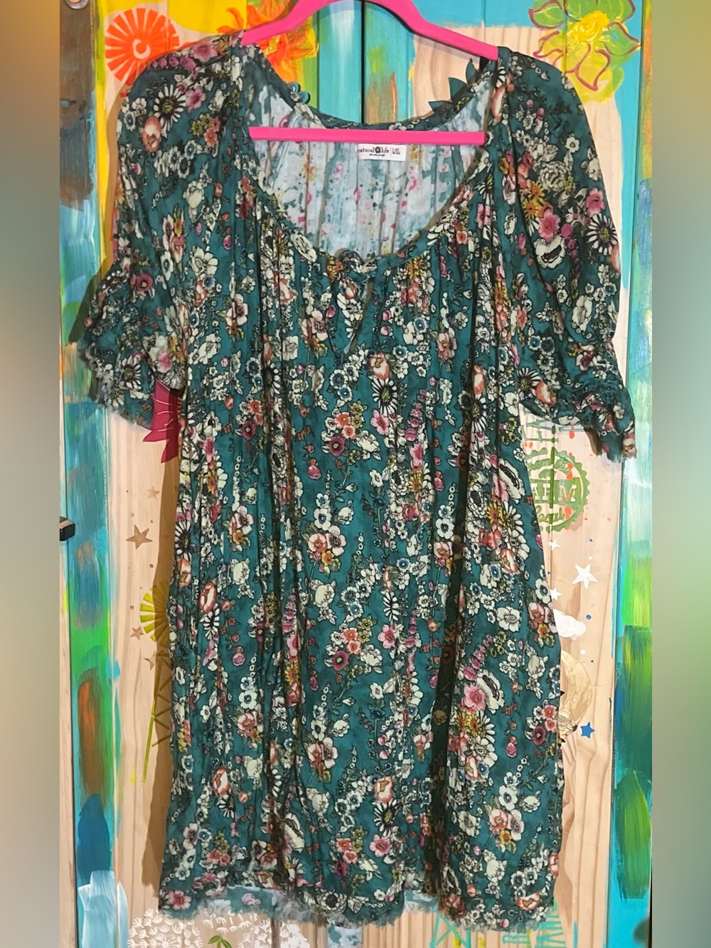 Natural Life Teal Floral Boho Tunic 🌿🌸 | Women’s XL